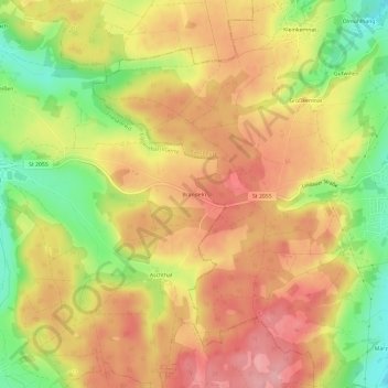 Brandelnの地形図、標高、地勢