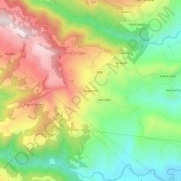 Borgonovoの地形図、標高、地勢