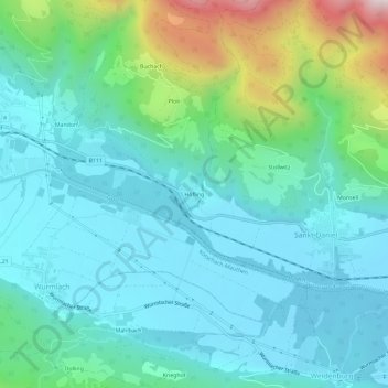 Höflingの地形図、標高、地勢
