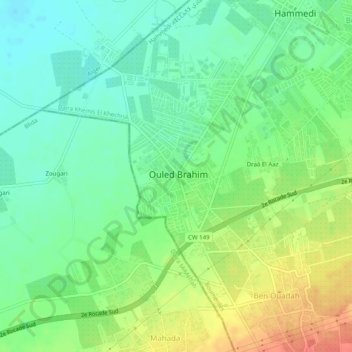Ouled Brahimの地形図、標高、地勢