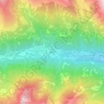 Migliereの地形図、標高、地勢