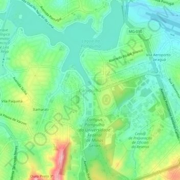 Pampulhaの地形図、標高、地勢