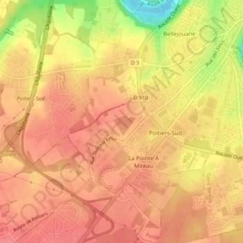 La Grande Vacheの地形図、標高、地勢