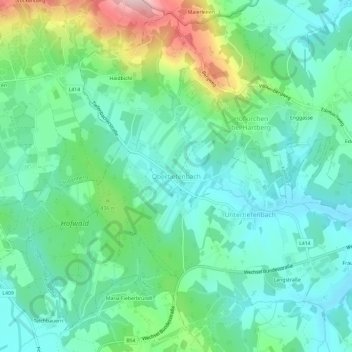 Obertiefenbachの地形図、標高、地勢