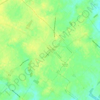 Chandryの地形図、標高、地勢