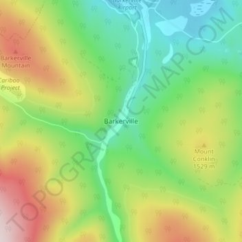 Barkervilleの地形図、標高、地勢