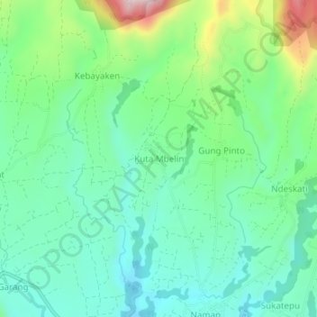 Kuta Mbelinの地形図、標高、地勢