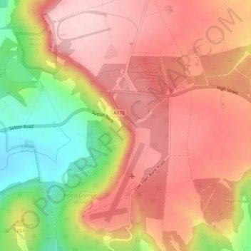 Sutton Bankの地形図、標高、地勢
