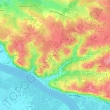 Saint-Amandの地形図、標高、地勢