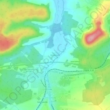 Outrancourtの地形図、標高、地勢