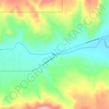 Wapitiの地形図、標高、地勢