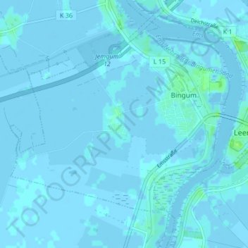 Bingumgasteの地形図、標高、地勢