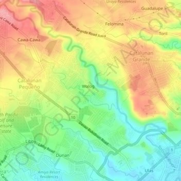 Walogの地形図、標高、地勢