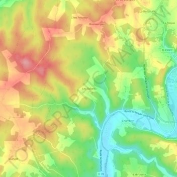 Les Balansの地形図、標高、地勢