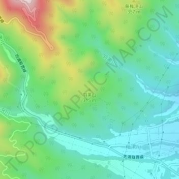 羽黒山の地形図、標高、地勢