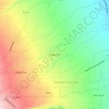 Dipag Unoの地形図、標高、地勢