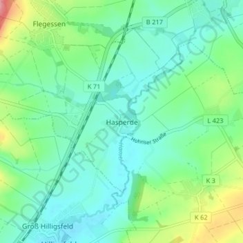 Hasperdeの地形図、標高、地勢