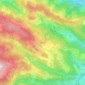 Außeraigenの地形図、標高、地勢