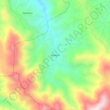 Jilotepecの地形図、標高、地勢