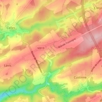 Grande Trussogneの地形図、標高、地勢