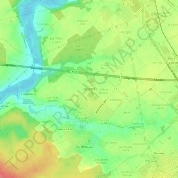 Boissièreの地形図、標高、地勢
