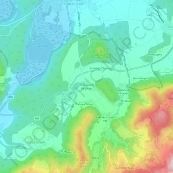 Pfannsdorfの地形図、標高、地勢