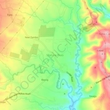Matina Biaoの地形図、標高、地勢