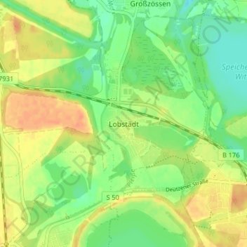 Lobstädtの地形図、標高、地勢