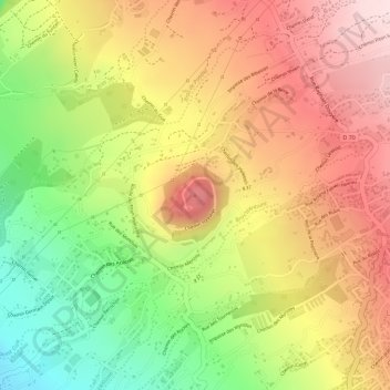 Piton Hyacintheの地形図、標高、地勢