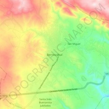 Berriozábalの地形図、標高、地勢