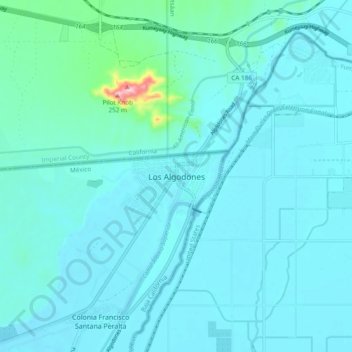 Los Algodonesの地形図、標高、地勢