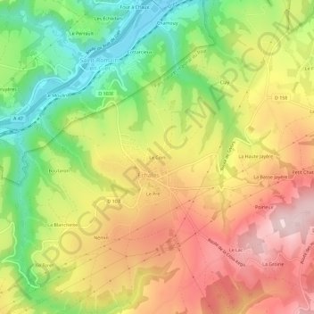 Le Coinの地形図、標高、地勢