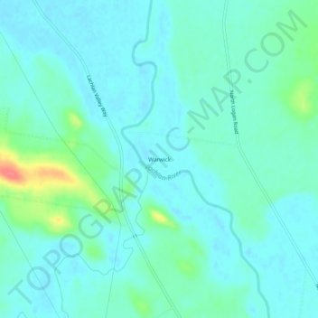 Warwickの地形図、標高、地勢