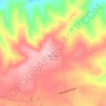 Bayviewの地形図、標高、地勢