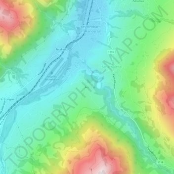 Arisの地形図、標高、地勢