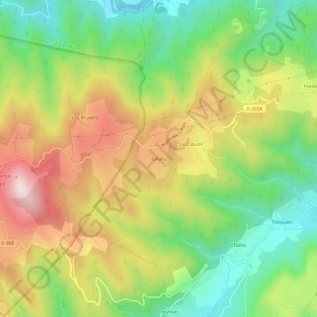 Tallansの地形図、標高、地勢