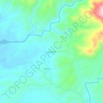 Angsetの地形図、標高、地勢