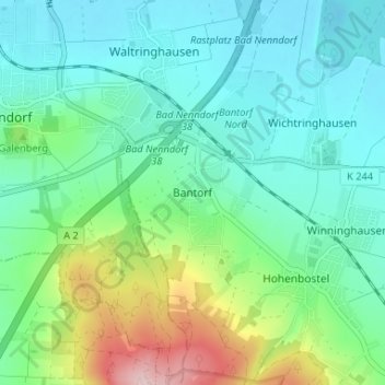 Bantorfの地形図、標高、地勢