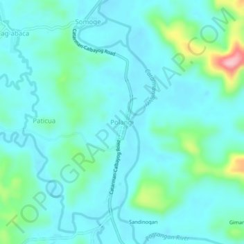 Polangiの地形図、標高、地勢