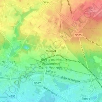 Villerotの地形図、標高、地勢