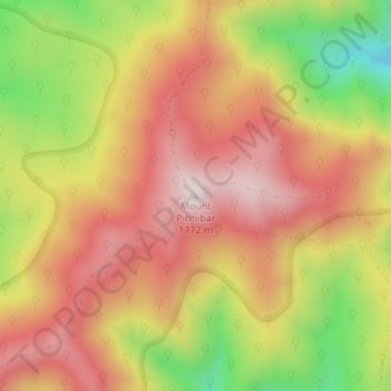 Mount Pinnibarの地形図、標高、地勢