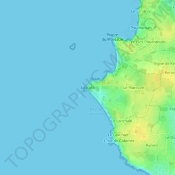Loscoloの地形図、標高、地勢