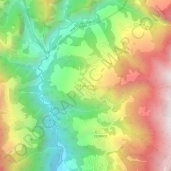Bhotangの地形図、標高、地勢