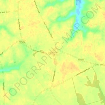 Still Pondの地形図、標高、地勢
