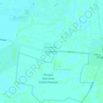 Dzibilchaltúnの地形図、標高、地勢