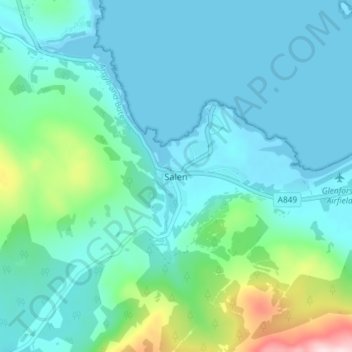 Salenの地形図、標高、地勢