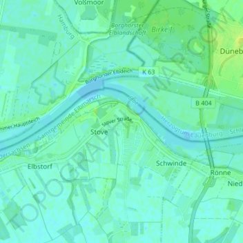 Stoveの地形図、標高、地勢