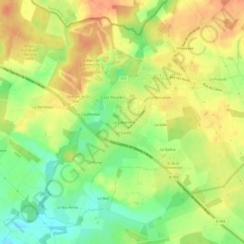 Le Cabanetの地形図、標高、地勢