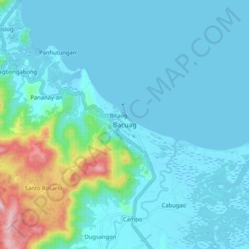 Bacuagの地形図、標高、地勢