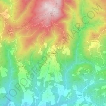 Volpaiaの地形図、標高、地勢